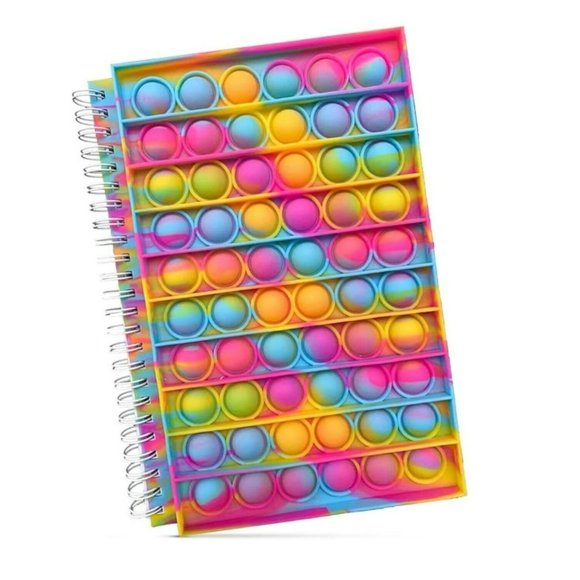 Rainbow Pink Tie Dye Notebook Fidget Toy Bubble Pop Spiral Journal for all ages - Picture 1 of 3